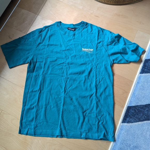 Balenciaga "Political Campaign" T-shirt in Teal Green - Picture 3 of 7